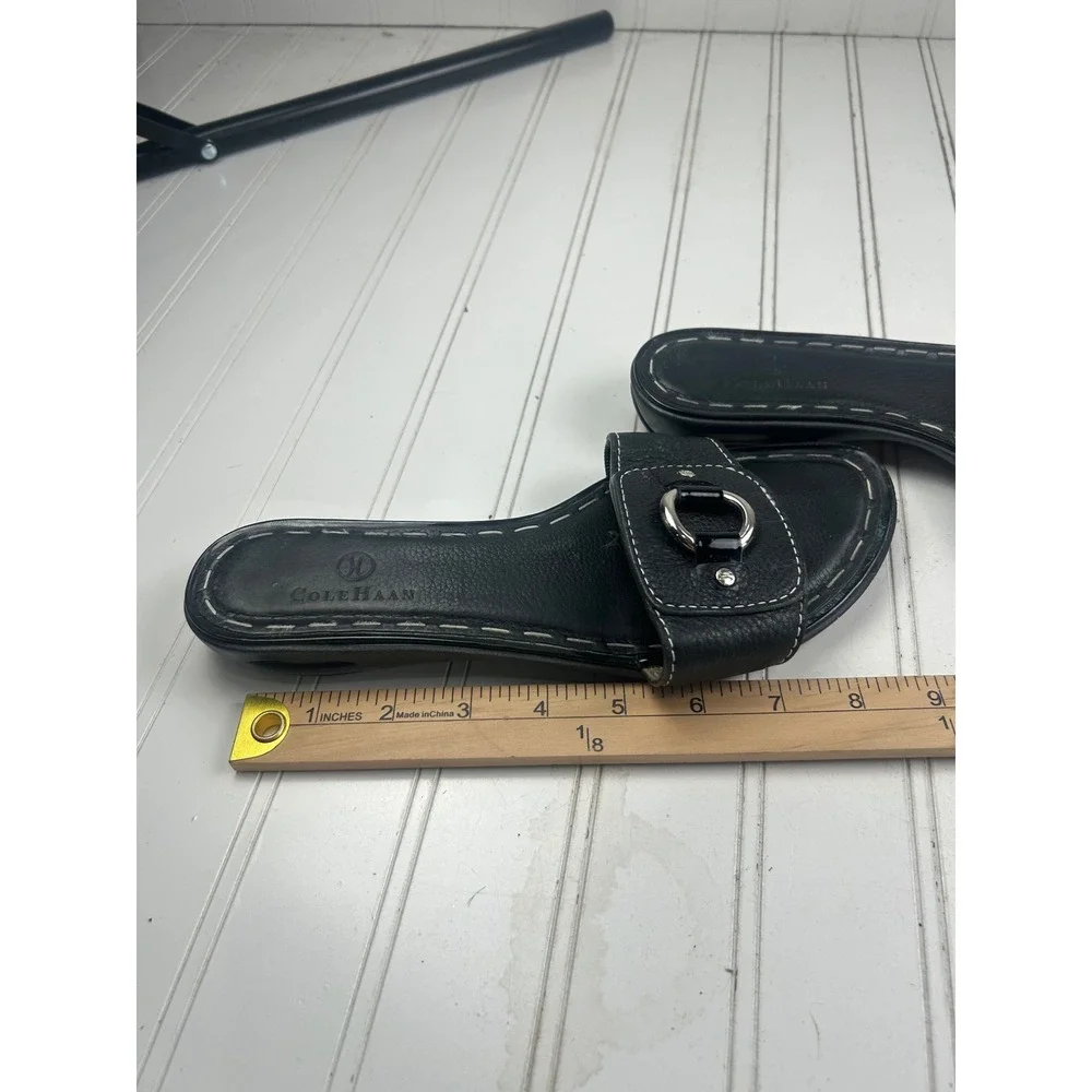 Cole Haan Black Leather Comfort Slip On Slides Sandals Women's Size 9.5